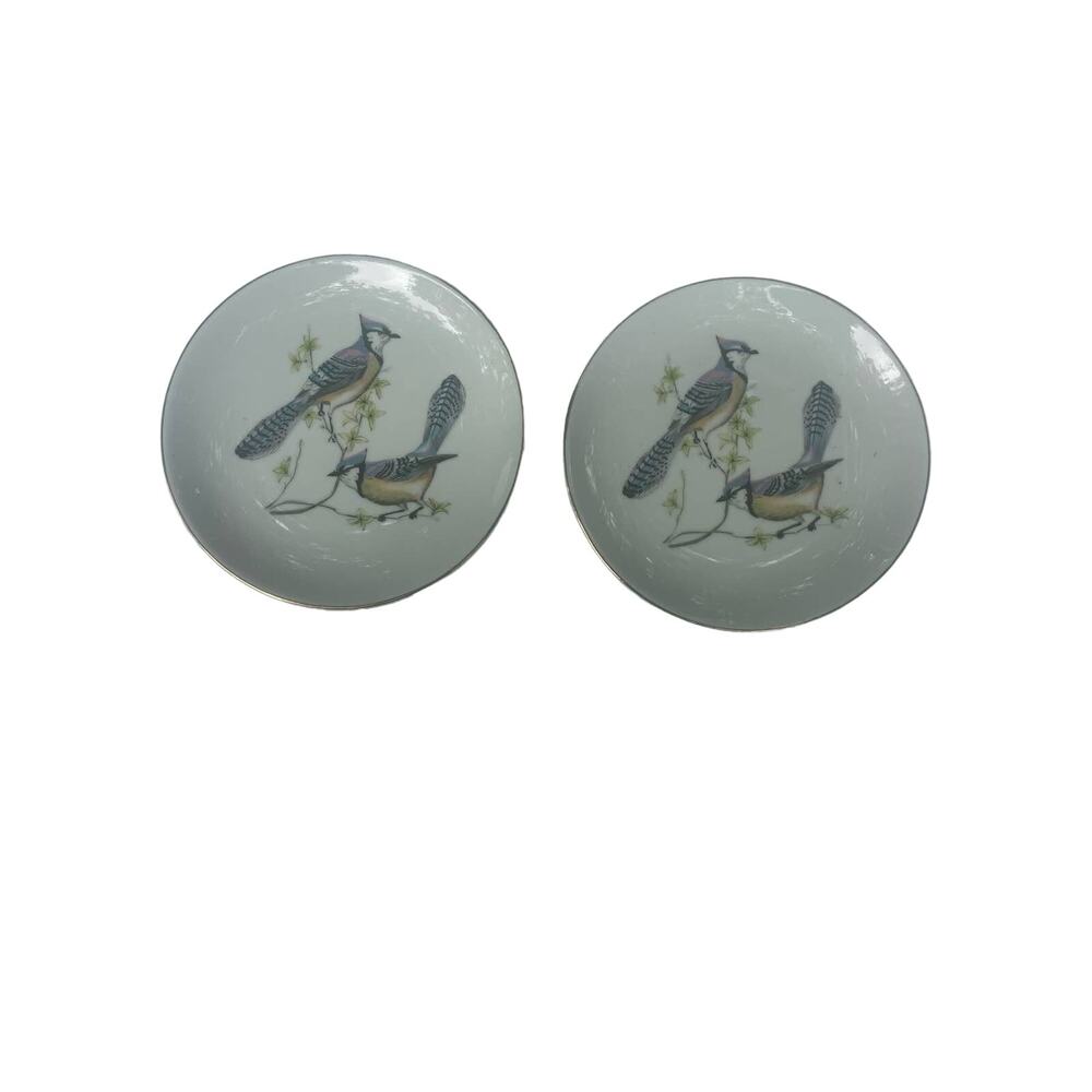 Vintage pair (2) 6” Chadwick Miller Plates Blue Jay Birds